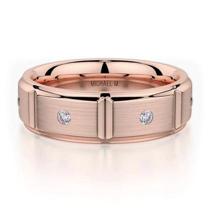 MICHAEL M Wedding Bands 18K Rose Gold Men's Band MB107 MB-107RG