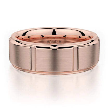 MICHAEL M Wedding Bands 18K Rose Gold Men's Band MB108 MB-108RG