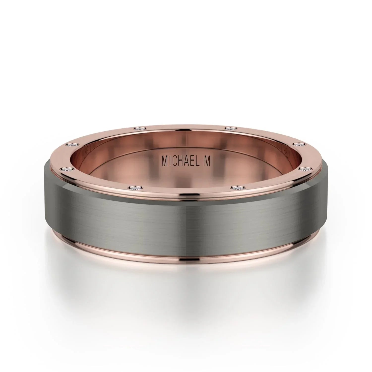 MICHAEL M Wedding Bands 18K Rose Gold/ Titanium Men's Band MB116 MB-116RG