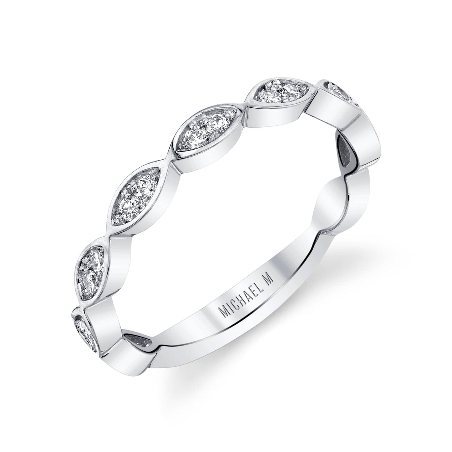 MICHAEL M Wedding Bands 18K White Gold Diamond Marquise Band B314