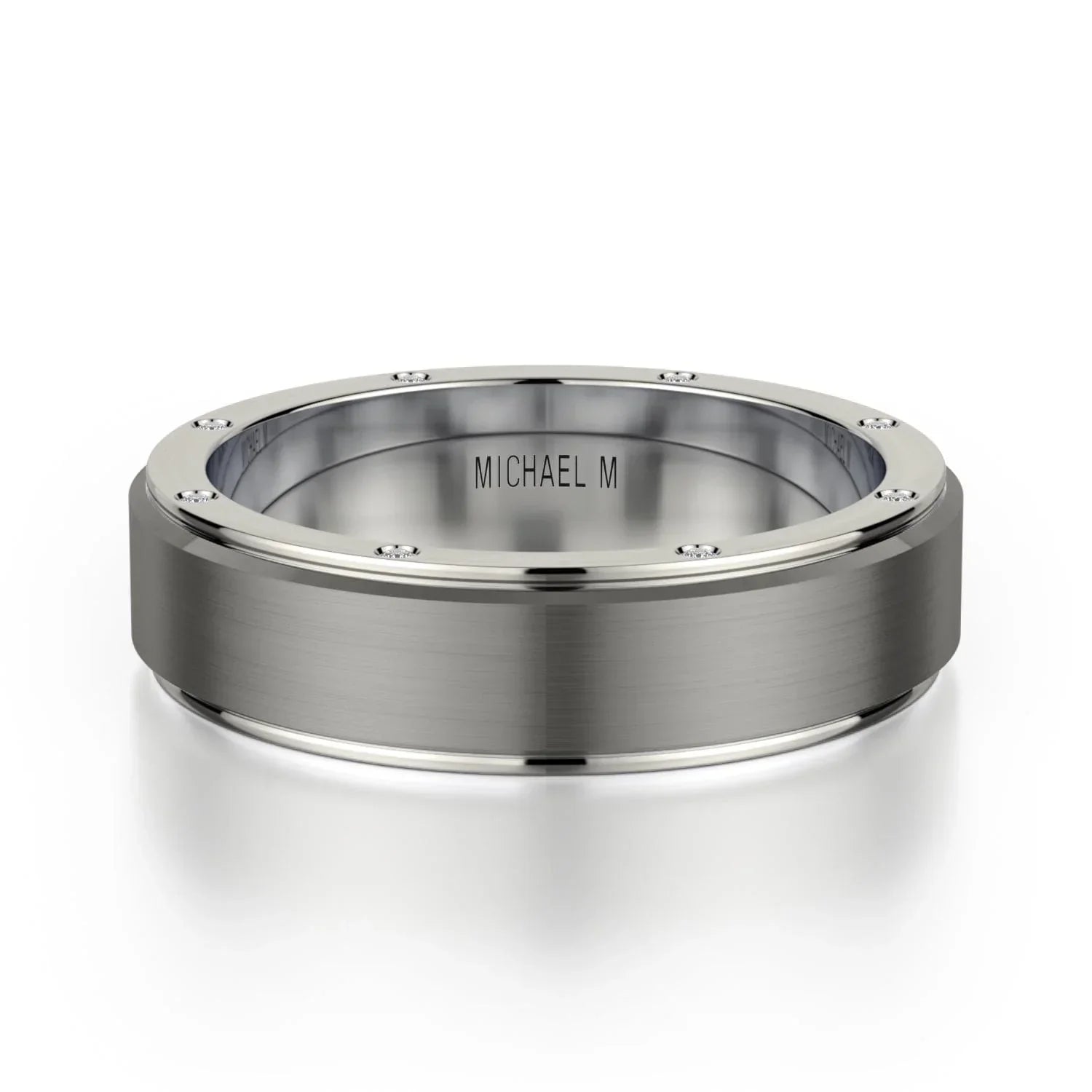 MICHAEL M Wedding Bands 18K White Gold/ Titanium Men's Band MB116 MB-116WG