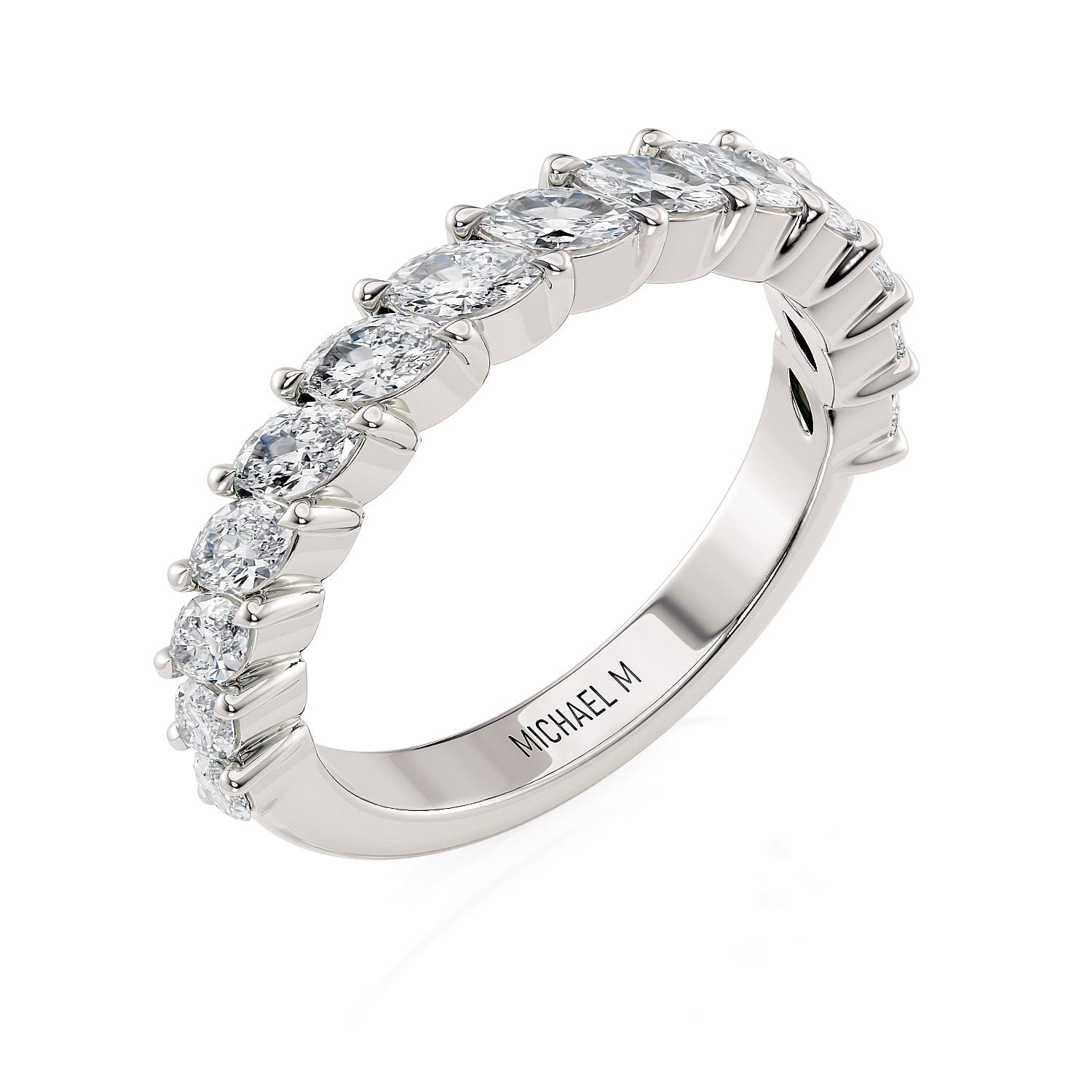 MICHAEL M Wedding Bands 18K White Gold Wedding Band R827B