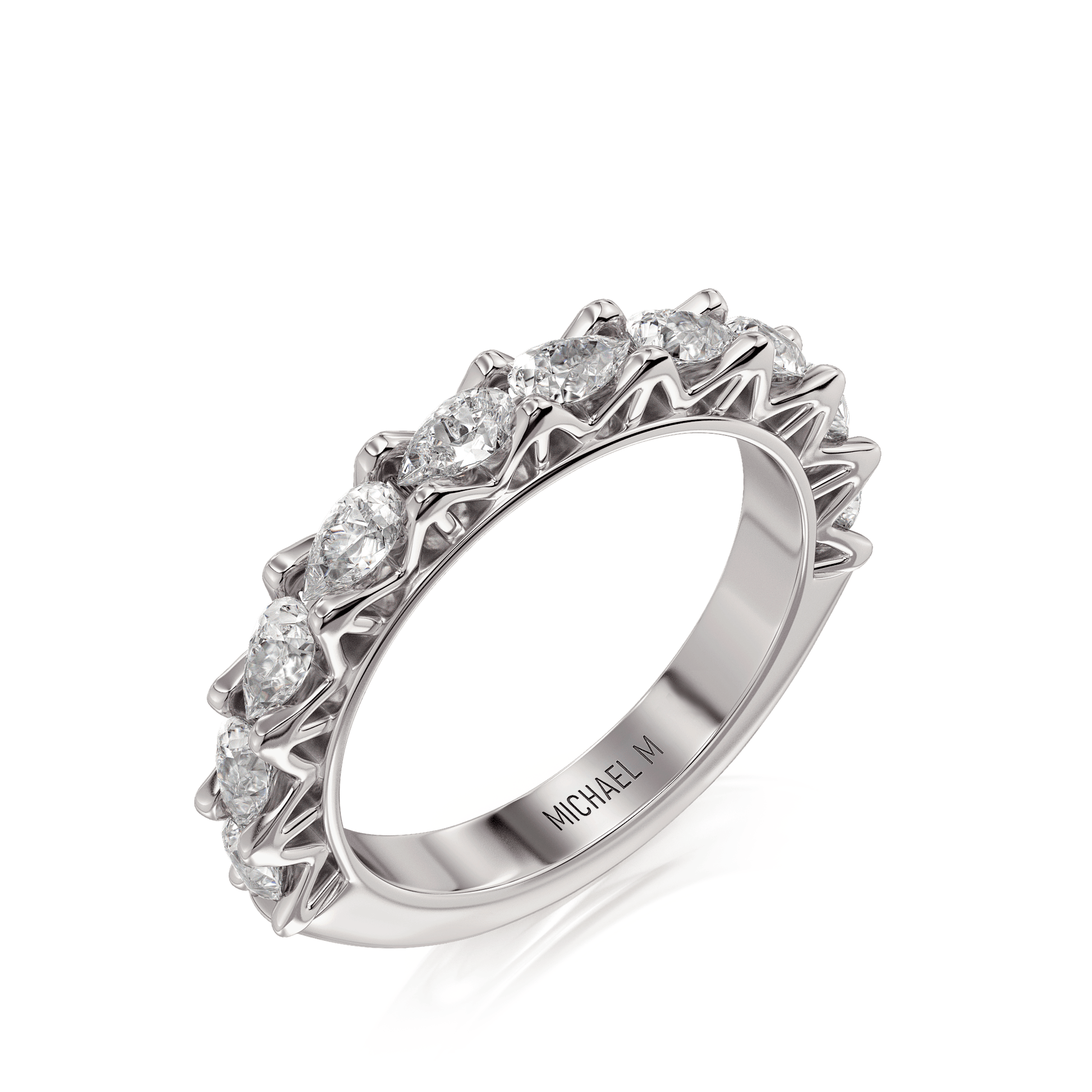 MICHAEL M Wedding Bands 18K White Gold Wedding Band R905B