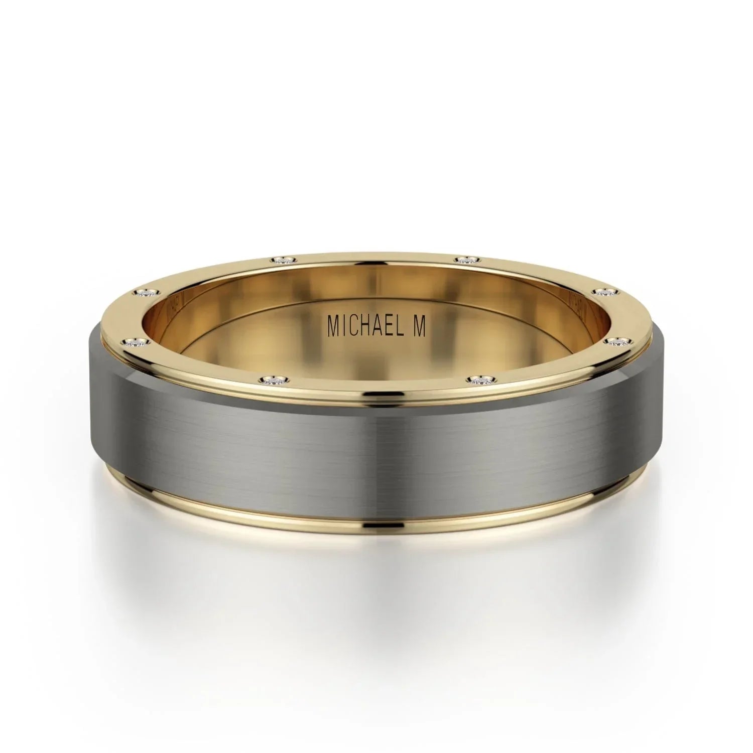 MICHAEL M Wedding Bands 18K Yellow Gold/ Titanium Men's Band MB116 MB-116YG