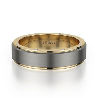 MICHAEL M Wedding Bands 18K Yellow Gold/ Titanium Men's Band MB116 MB-116YG