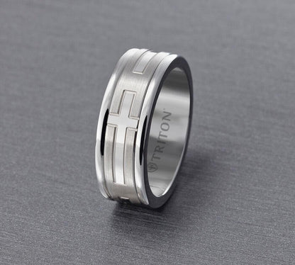 8MM White Tungsten Carbide Ring - Religious 14K Rose Gold Insert with Round Edge