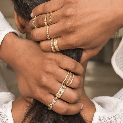 Gold & Diamond Baguette & Bezel Eternity Ring