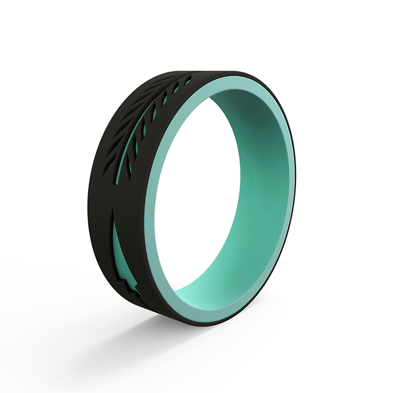 ARROW Women's Black & Aqua Strata Arrow Silicone Band - 6mm - Thorsten Rings