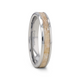 MESOZOIC Men's Tungsten Flat Beveled Wedding Ring with White Dinosaur Bone Inlay - 4mm or 8mm