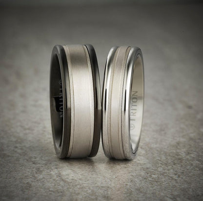 8MM White Tungsten Carbide Ring - Step Edge 14K Rose Gold Insert with Round Edge