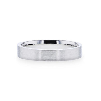 ARISTA Silver Brushed Finish Flat Style Women's Wedding Band - 4mm