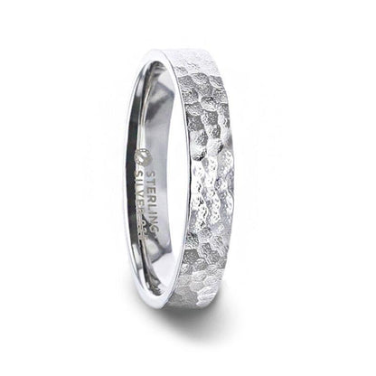 SILVERADO Silver Hammered Finish Flat Style Wedding Band - 4mm & 8mm - Thorsten Rings
