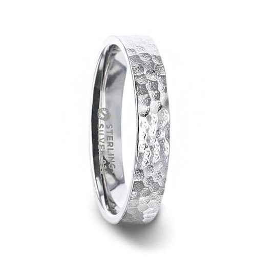 SILVERADO Silver Hammered Finish Flat Style Wedding Band - 4mm & 8mm - Thorsten Rings