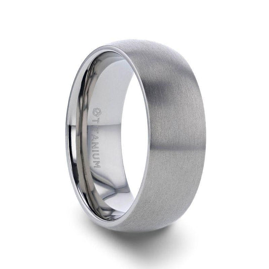 ERIS Men's Titanium Brushed Finish Domed Wedding Band - 6mm & 8mm - Thorsten Rings