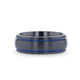 SHERIFF Domed Black Titanium Brushed Finish Men's Wedding Ring with Blue Grooves  8mm