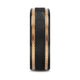 BAROQUE Black Titanium Diamond Pattern Brushed Finish Men's Wedding Ring with Gold Milgrain Grooves  8mm