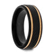 BAROQUE Black Titanium Diamond Pattern Brushed Finish Men's Wedding Ring with Gold Milgrain Grooves  8mm - Thorsten Rings