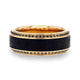 HYPERION Lava Inlaid 10K Yellow Gold Wedding Ring Polished Beveled Edges Set with Round Black Diamonds - 10mm