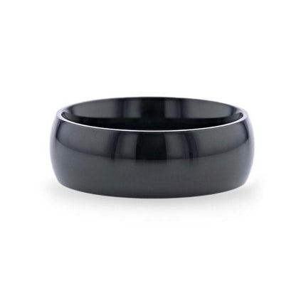 VAREN Black Titanium Polished Finish Men's Domed Wedding Band - 8mm