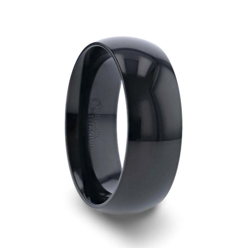 VAREN Black Titanium Polished Finish Men's Domed Wedding Band - 8mm - Thorsten Rings
