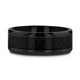 OXYN Black Titanium Polished Beveled Edges Black Carbon Fiber Inlaid Men's Wedding Band - 6mm & 8mm