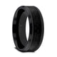 OXYN Black Titanium Polished Beveled Edges Black Carbon Fiber Inlaid Men's Wedding Band - 6mm & 8mm - Thorsten Rings