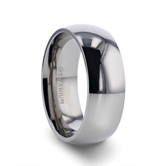 PETERSON Titanium Polished Finish Domed Men's Wedding Band - 6mm & 8mm - Thorsten Rings