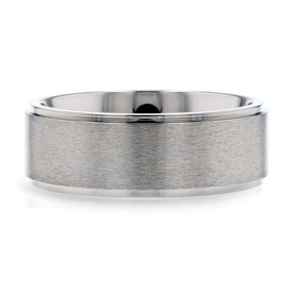 RHINOX Brushed Raised Center Men's Titanium Wedding Ring with Polished Step Edges - 6mm & 8mm