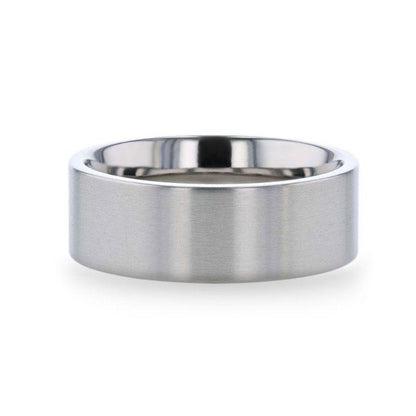 SOLAR Flat Profile Brushed Finish Men's Titanium Wedding Band - 6mm & 8mm