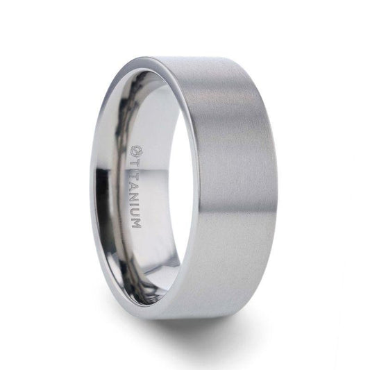SOLAR Flat Profile Brushed Finish Men's Titanium Wedding Band - 6mm & 8mm - Thorsten Rings