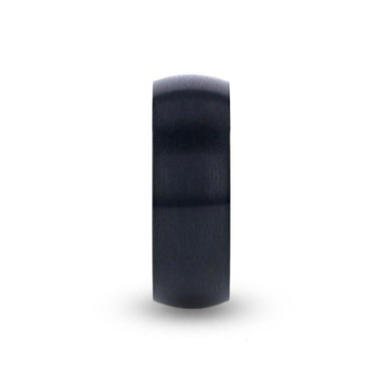 MARAUDER Domed Brushed Finish Black Titanium Men's Wedding Band - 6mm & 8mm