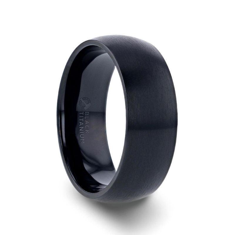 MARAUDER Domed Brushed Finish Black Titanium Men's Wedding Band - 6mm & 8mm - Thorsten Rings