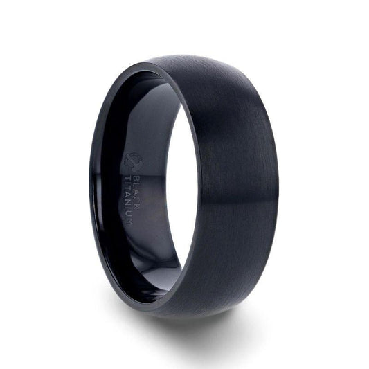 MARAUDER Domed Brushed Finish Black Titanium Men's Wedding Band - 6mm & 8mm - Thorsten Rings