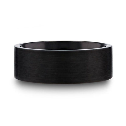 SAN BERNARDINO Brushed Finish Flat Black Titanium Men's Wedding Band - 6mm & 8mm
