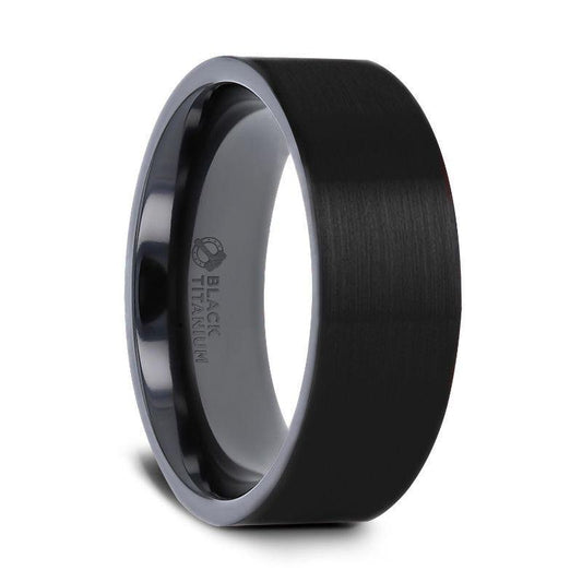 SAN BERNARDINO Brushed Finish Flat Black Titanium Men's Wedding Band - 6mm & 8mm - Thorsten Rings