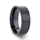 WOLFGANG Black Titanium Brushed Finish Men's Wedding Ring with Polished Dual Offset Grooves  6mm & 8mm - Thorsten Rings