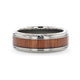 OHANA Koa Wood Inlaid Titanium Men's Wedding Ring with Intricate Edges - 6mm - 10mm
