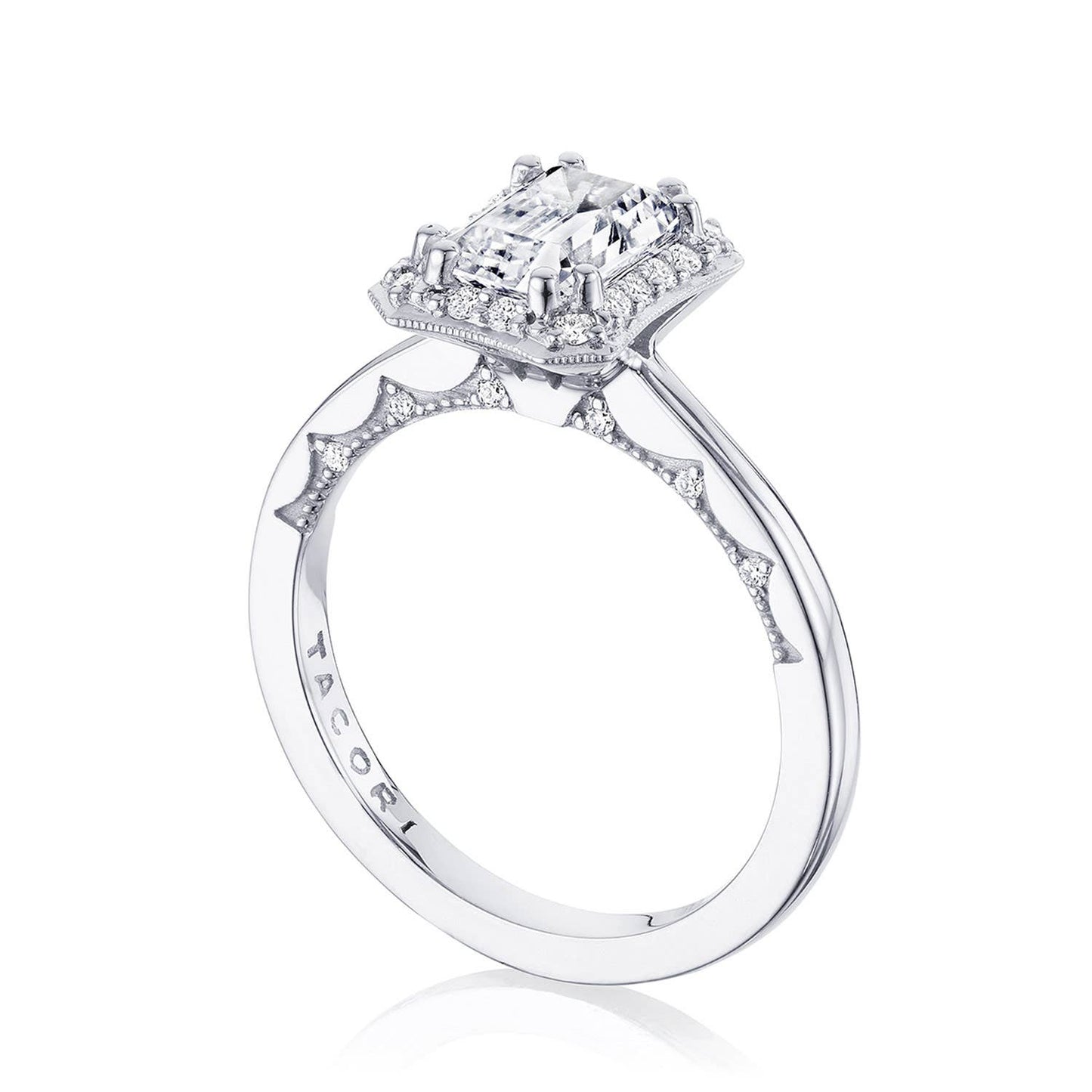 Tacori 14k White Gold Coastal Crescent Collection Classic Engagement Ring Setting 0.17CTW