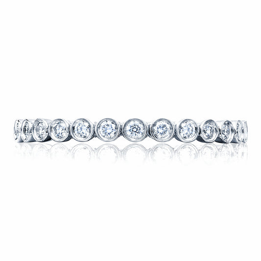 Round Bezel Droplet Wedding Band with Diamond