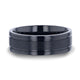 WOLVERINE Brushed Center Black Titanium Men's Wedding Band With Polished Dual Offset Grooves - 8mm