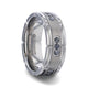 COURAGEOUS Brushed Center Titanium Men's Wedding Band With Double Grooved Polished Edges And Black Diamond Settings - 8mm - Thorsten Rings