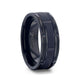 WYNN Alternating Grooves And Horizontal Etched Finish Black Titanium Men's Wedding Band With Alternating Grooved Beveled Polished Edges - 8mm - Thorsten Rings
