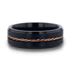 ADELARD Rose Gold Braided Brushed Center Black Tungsten Men's Wedding Band With Polished Beveled Edges - 8mm