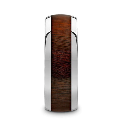 DALBERG Tungsten Carbide Rosewood Inlay Polished Finish Men's Domed Wedding Ring - 8mm