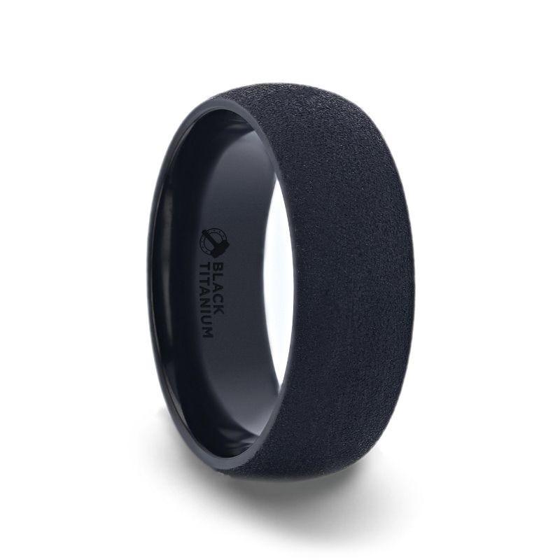 CIMMERIAN Domed Black Titanium Men's Wedding Band With Sand Blasted Finish - 8mm - Thorsten Rings