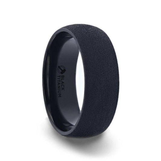 CIMMERIAN Domed Black Titanium Men's Wedding Band With Sand Blasted Finish - 8mm - Thorsten Rings