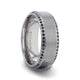 CHAMPION Flat Brushed Center Titanium Men's Wedding Band with Black Sapphire Polished Beveled Edges - 8mm - Thorsten Rings