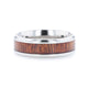 MELIA Mahogany Wood Inlaid Titanium Flat Polished Finish Men's Wedding Ring With Beveled Edges - 8mm