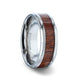 MELIA Mahogany Wood Inlaid Titanium Flat Polished Finish Men's Wedding Ring With Beveled Edges - 8mm - Thorsten Rings