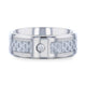 MAYBACH Light Gray Carbon Fiber Titanium Men's Wedding Band with White Diamond In The Squared Center Setting And Polished Beveled Edges - 8mm